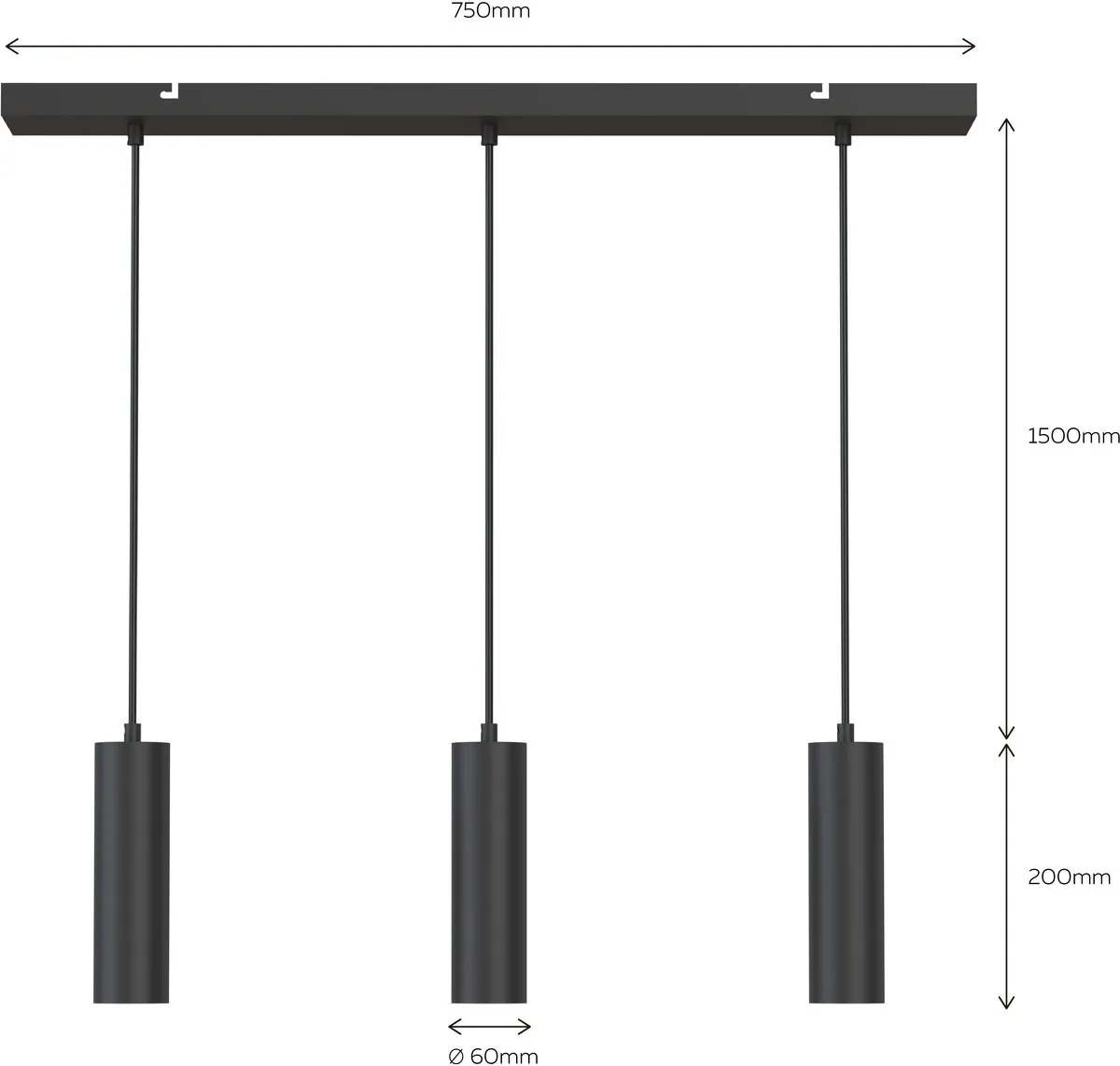 Calex Hanglamp GU10 3-Lichts - Zwart - afbeelding 6 van 6