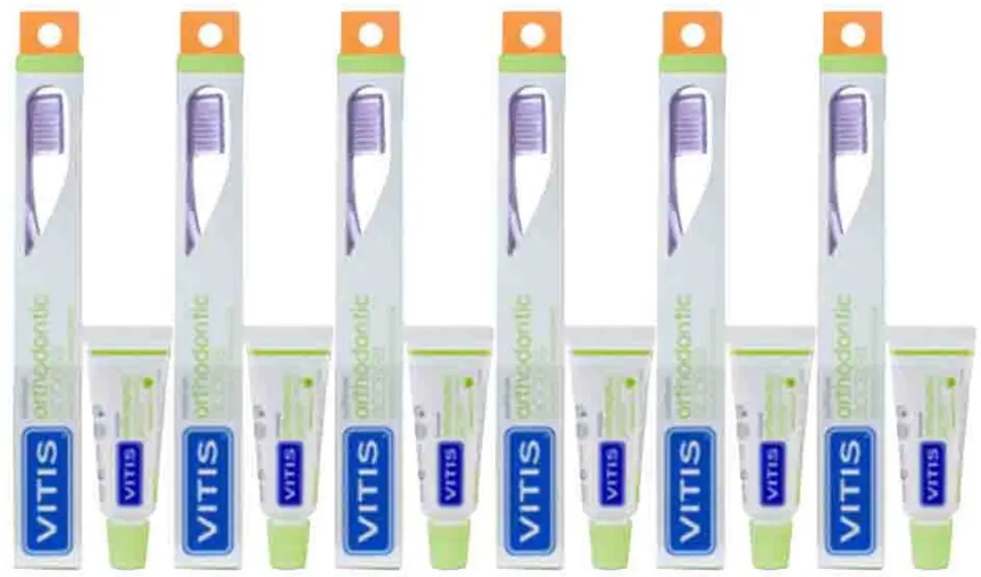 Vitis Orthodontic Tandenborstel + Tandpasta - 6 Stuks