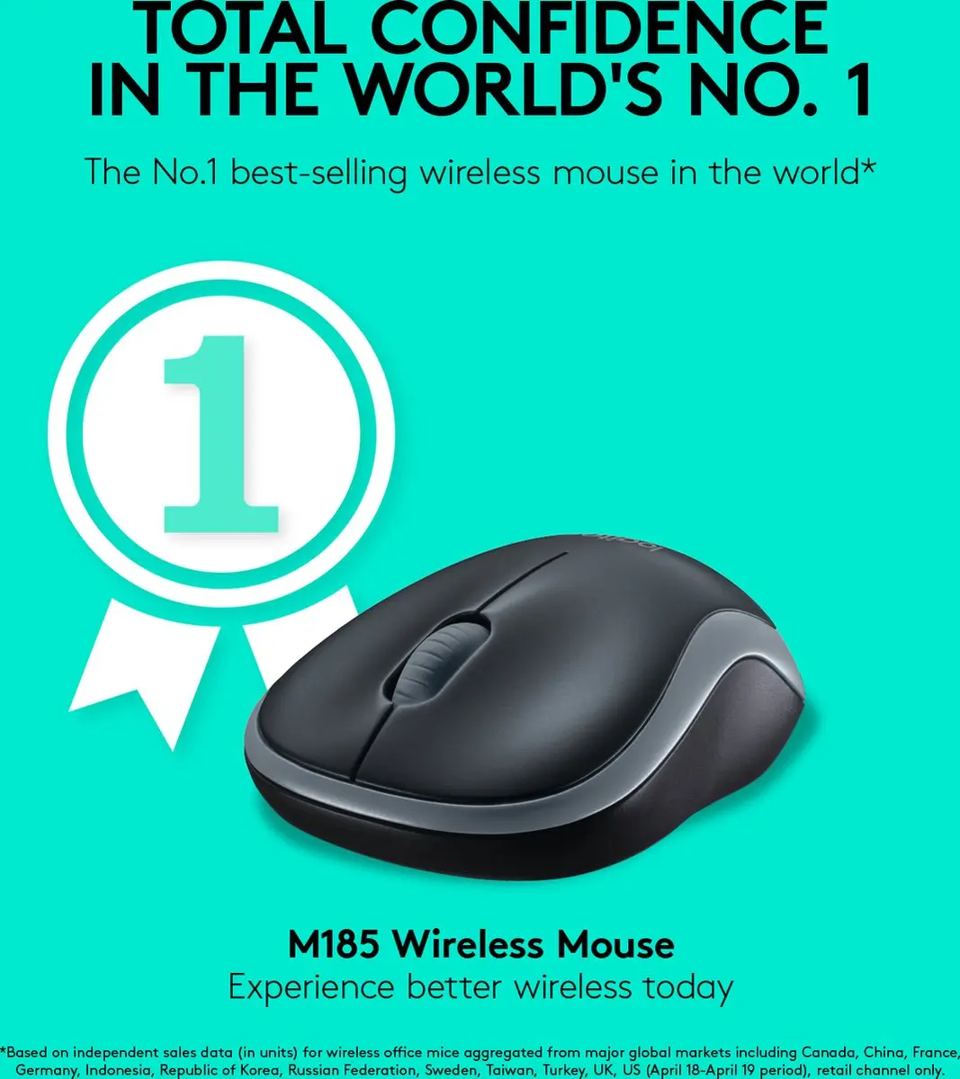Logitech M185 - Draadloze Muis - Zilver/ Zwart
