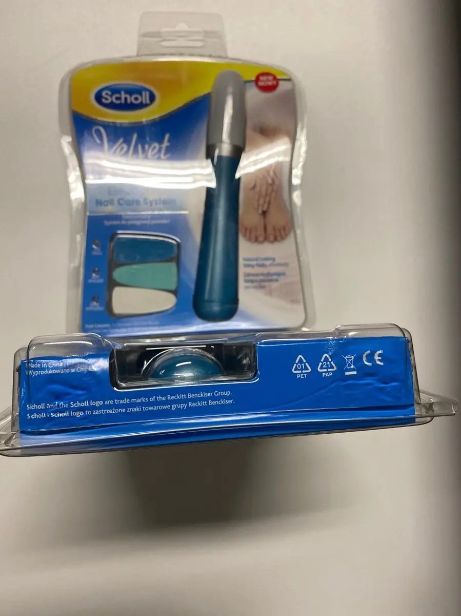 Scholl Velvet Smooth Elektrisch Nagelvijl - Blauw/Wit/Geel