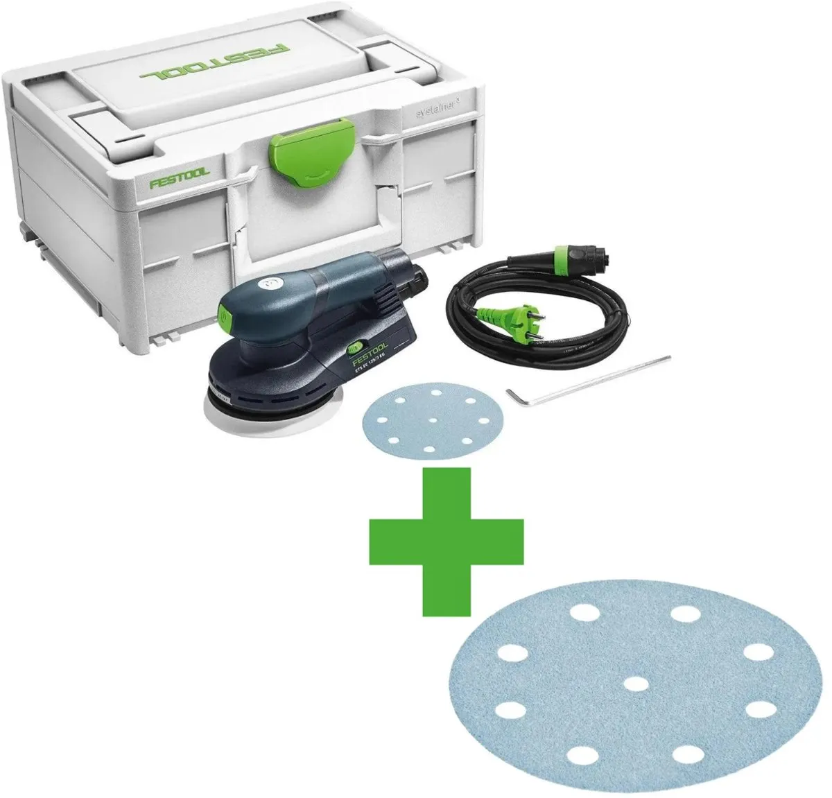 Festool ETS EC 125/3 EQ-Plus Excenterschuurmachine in systainer - 400W - 125mm - koolborstelloos
