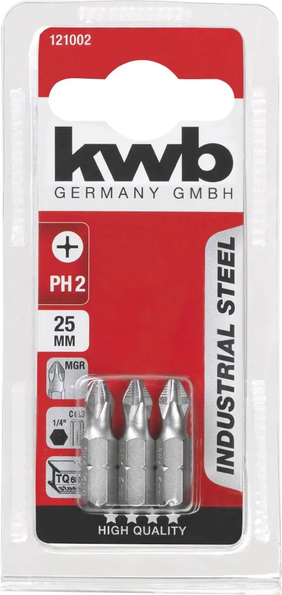 KWB 3 Schroefbits Ph2 25mm - 3 Stuks