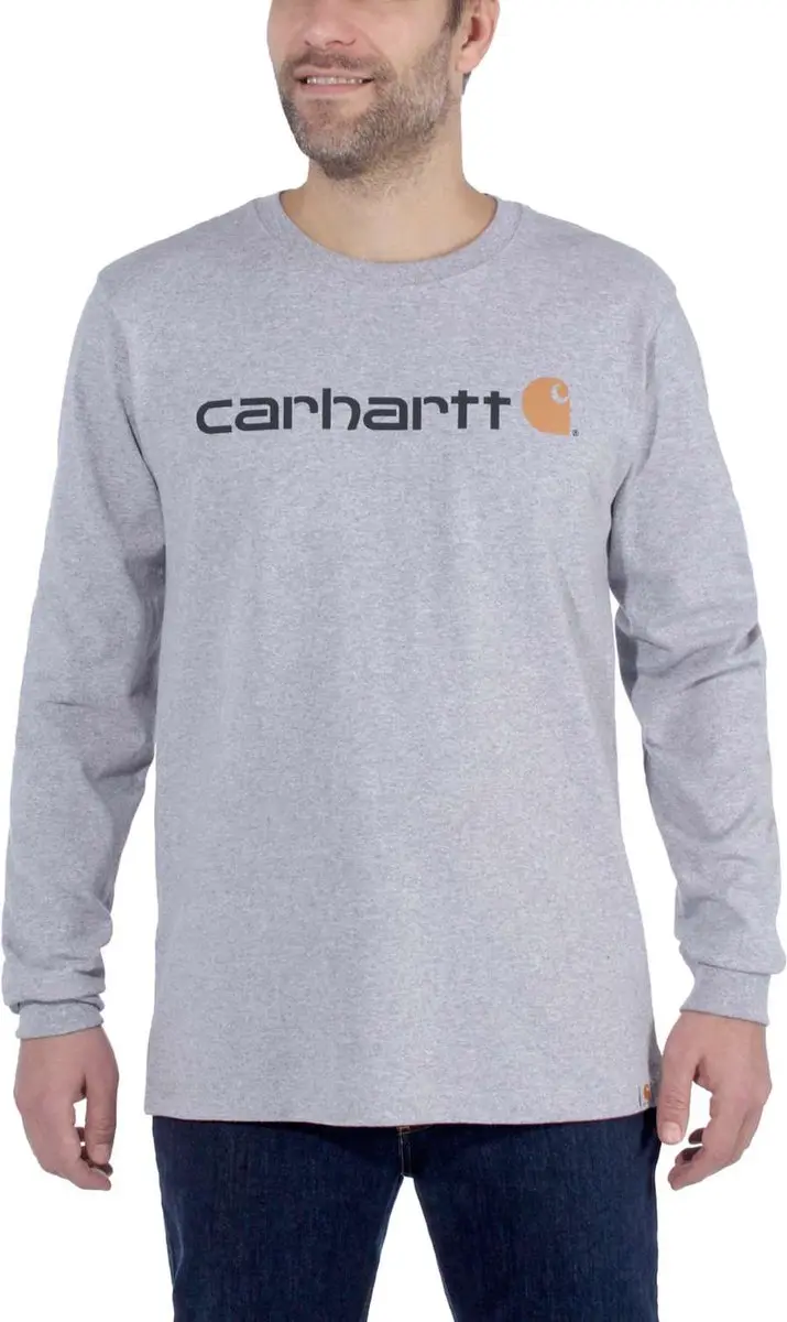 Carhartt Core Logo Longsleeve T-Shirt 104107 - L - Heather Grey