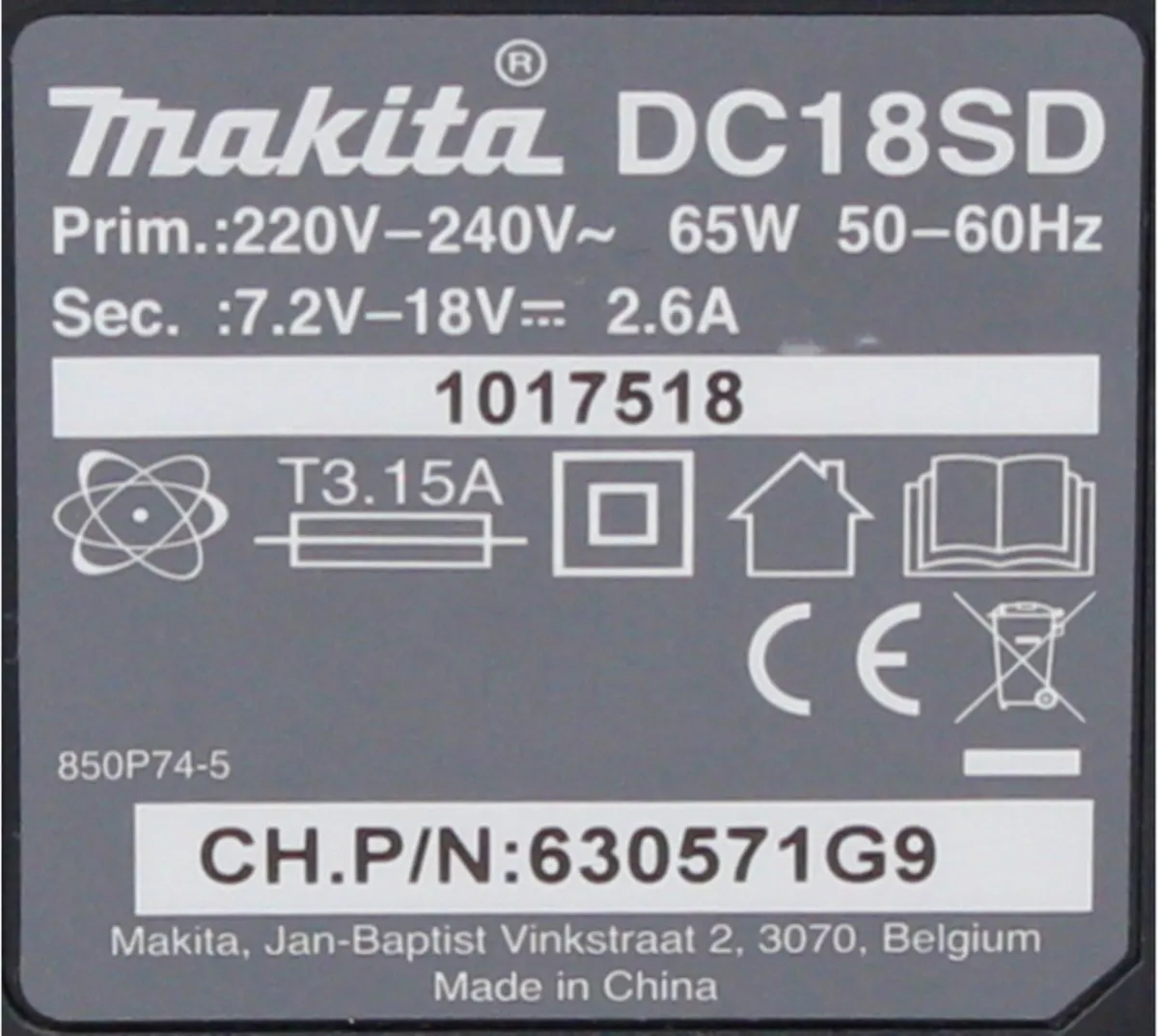 Makita DC 18 SD Acculader 18V - MPN 194533-6