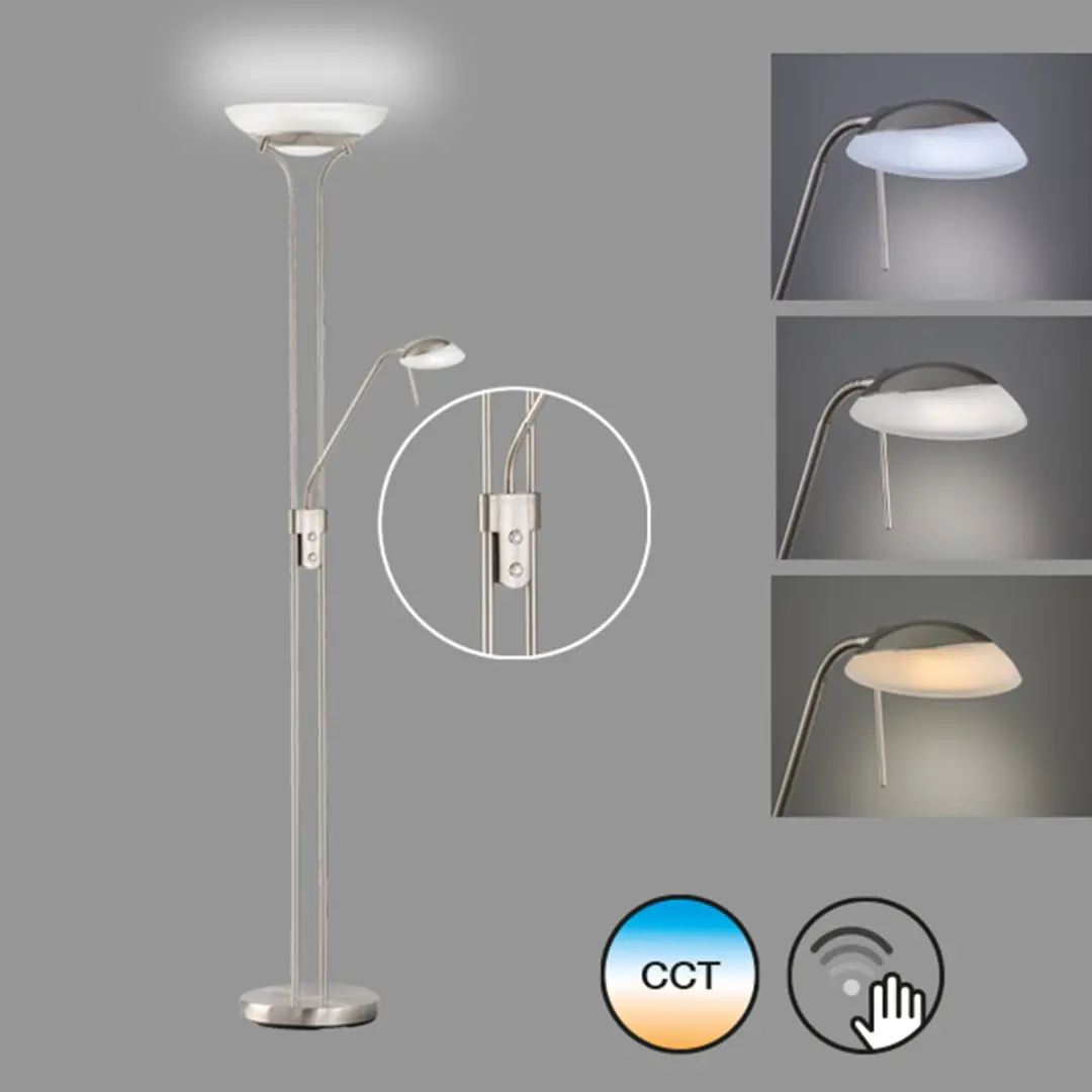 Fischer & Honsel Pool TW Vloerlamp - 2x LED 33W - Dimbaar 2700K-4000K - Zilver
