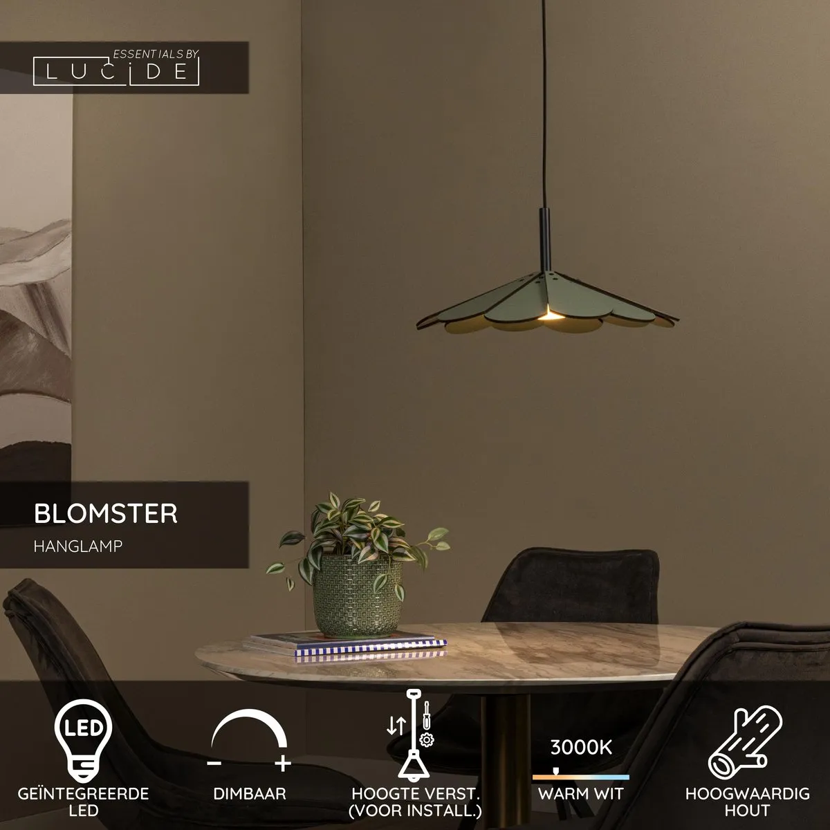 Lucide Blomster Hanglamp Ø47cm - Groen - 9W 2850K