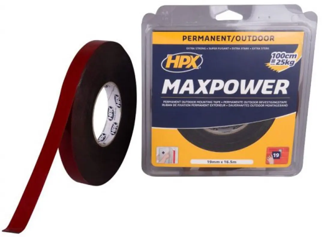 HPX Max Power Outdoor Bevestigingstape 19mm x 16,5m - Zwart