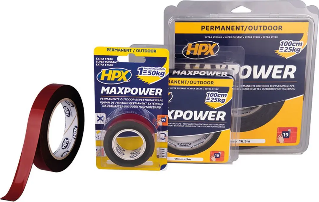 HPX Max Power Bevestigingstape 19mm x 5m - Zwart