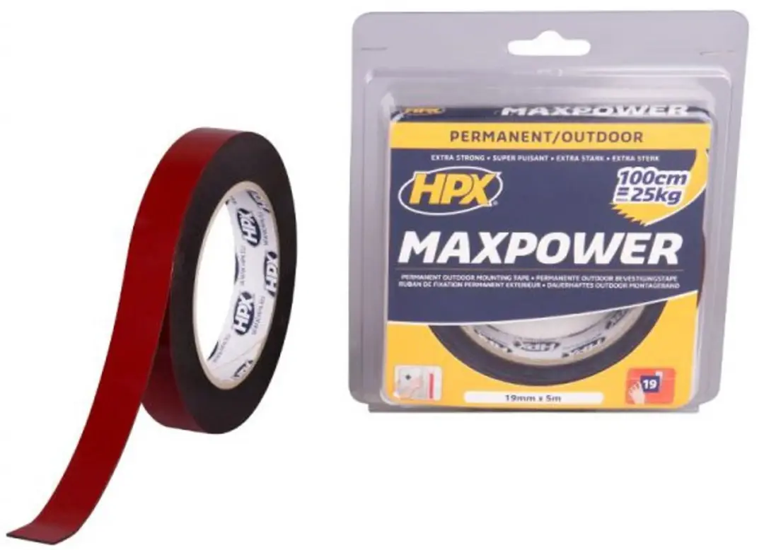 HPX Max Power Bevestigingstape 19mm x 5m - Zwart