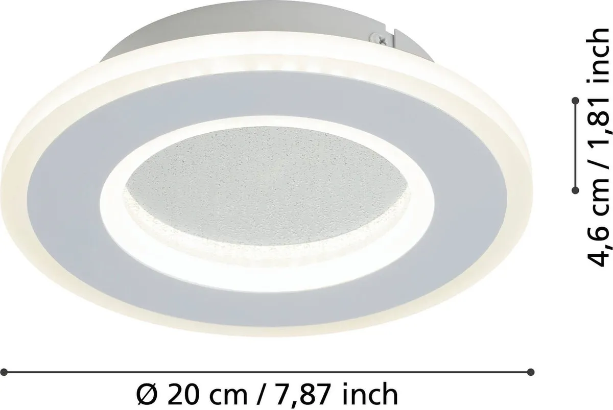 Eglo Macchioni Wandlamp LED Ø20cm - Wit/Grijs - afbeelding 6 van 6