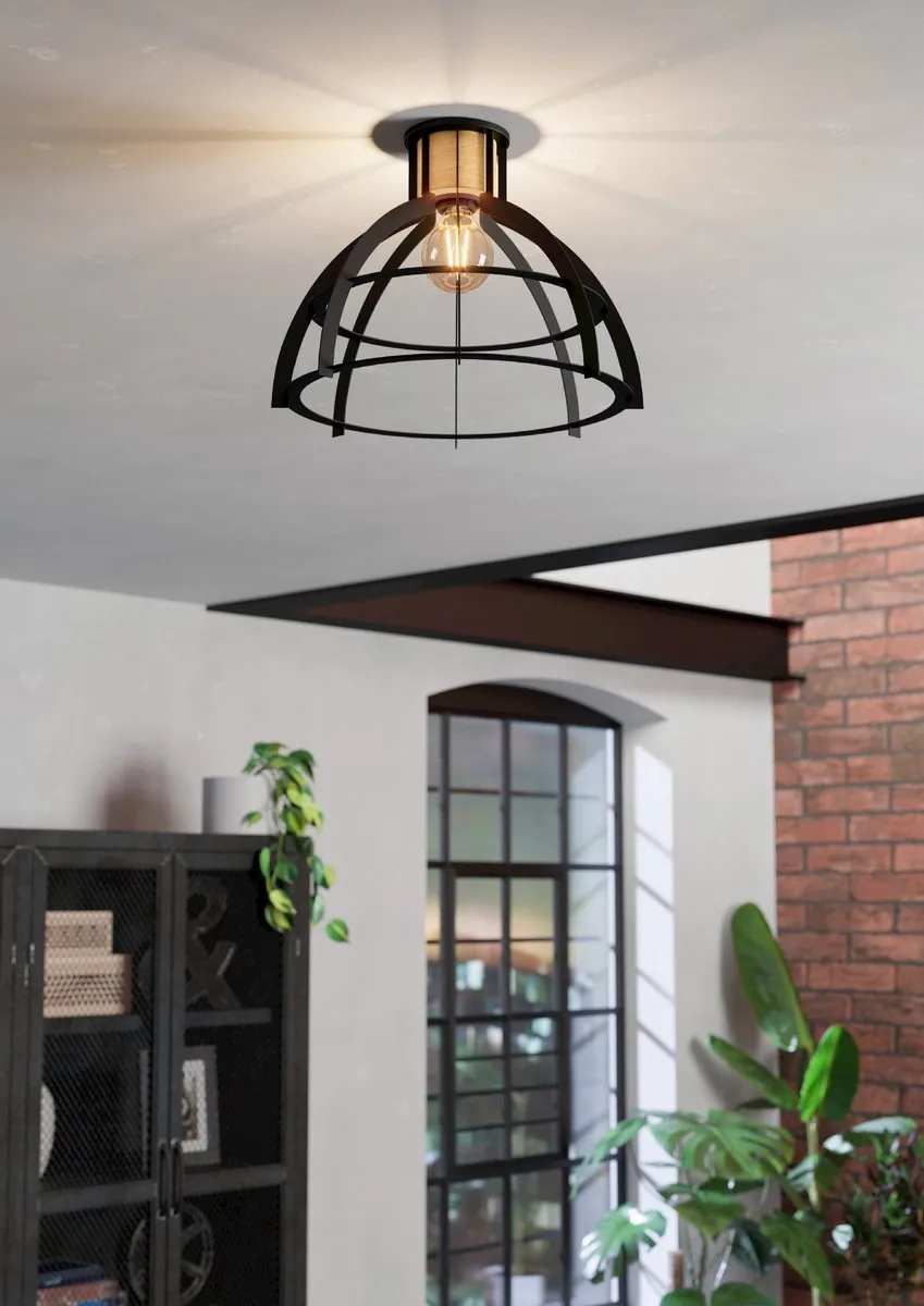 Eglo Stillington Plafondlamp E27 - Ø41,5cm - Zwart/Bruin