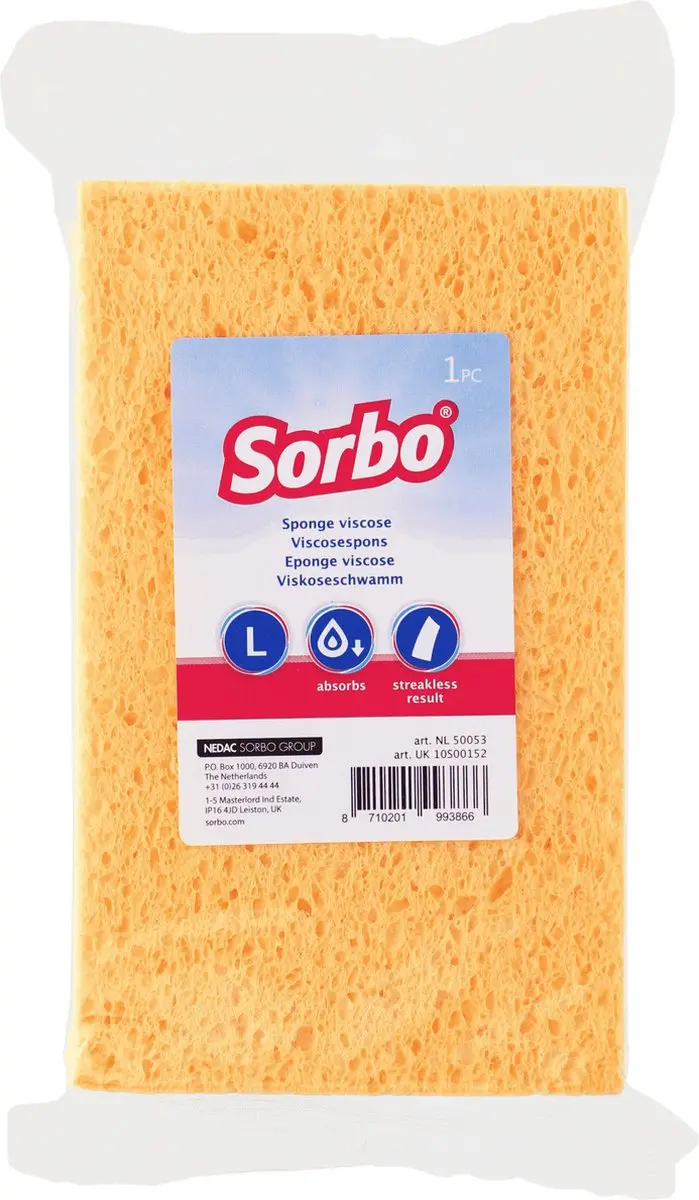 Sorbo Viscose Sponzen 16cm - 2 Stuks - Geel