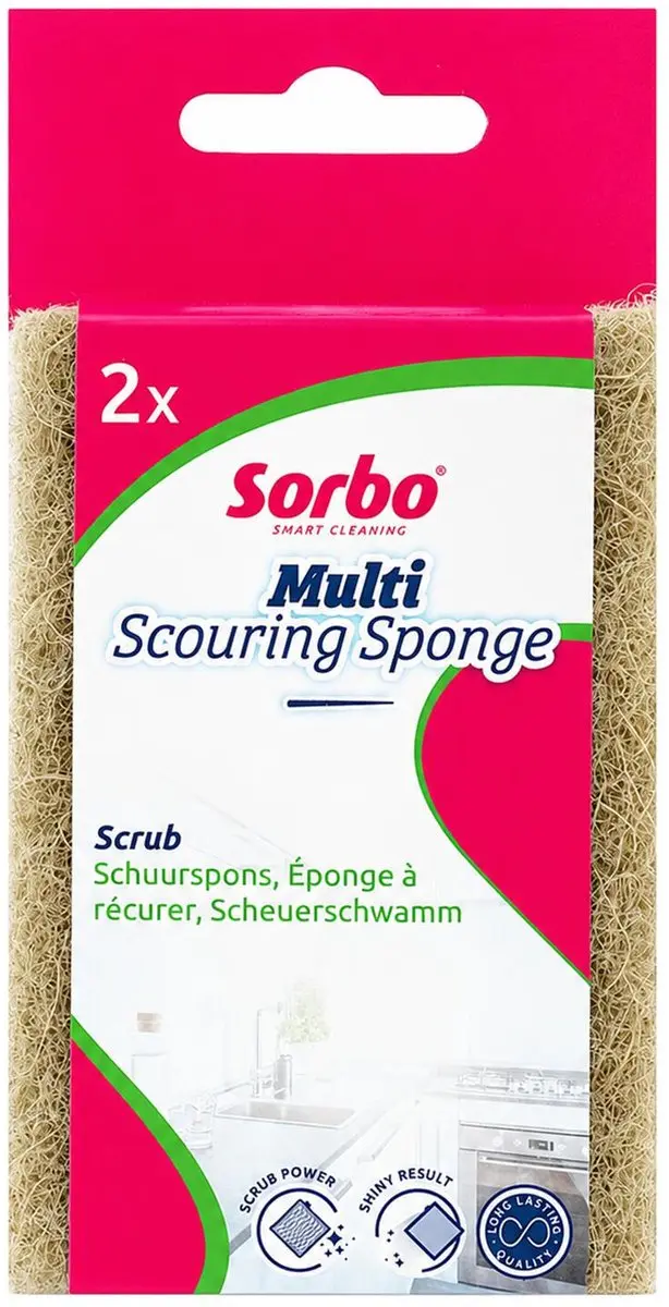 Sorbo ECO Schuursponzen - 2 Stuks - 10x7x2cm - Bruin/Mintgroen - afbeelding 6 van 6
