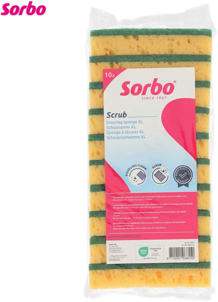 Sorbo XL Schuurspons 10 Stuks - Groen Schuurvlak