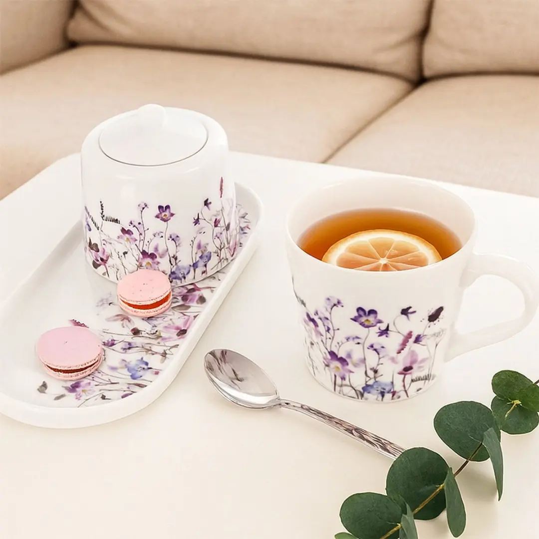Orion Louka Mok Porselein Bloemen 430ml - Veelkleurig
