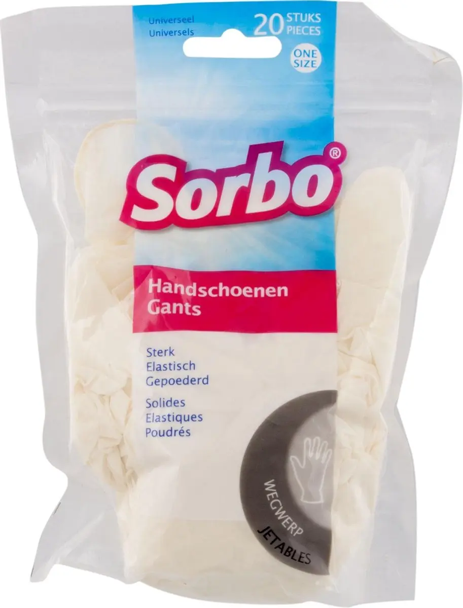 Sorbo Huishoudhandschoenen 20 Stuks - One Size - Wit