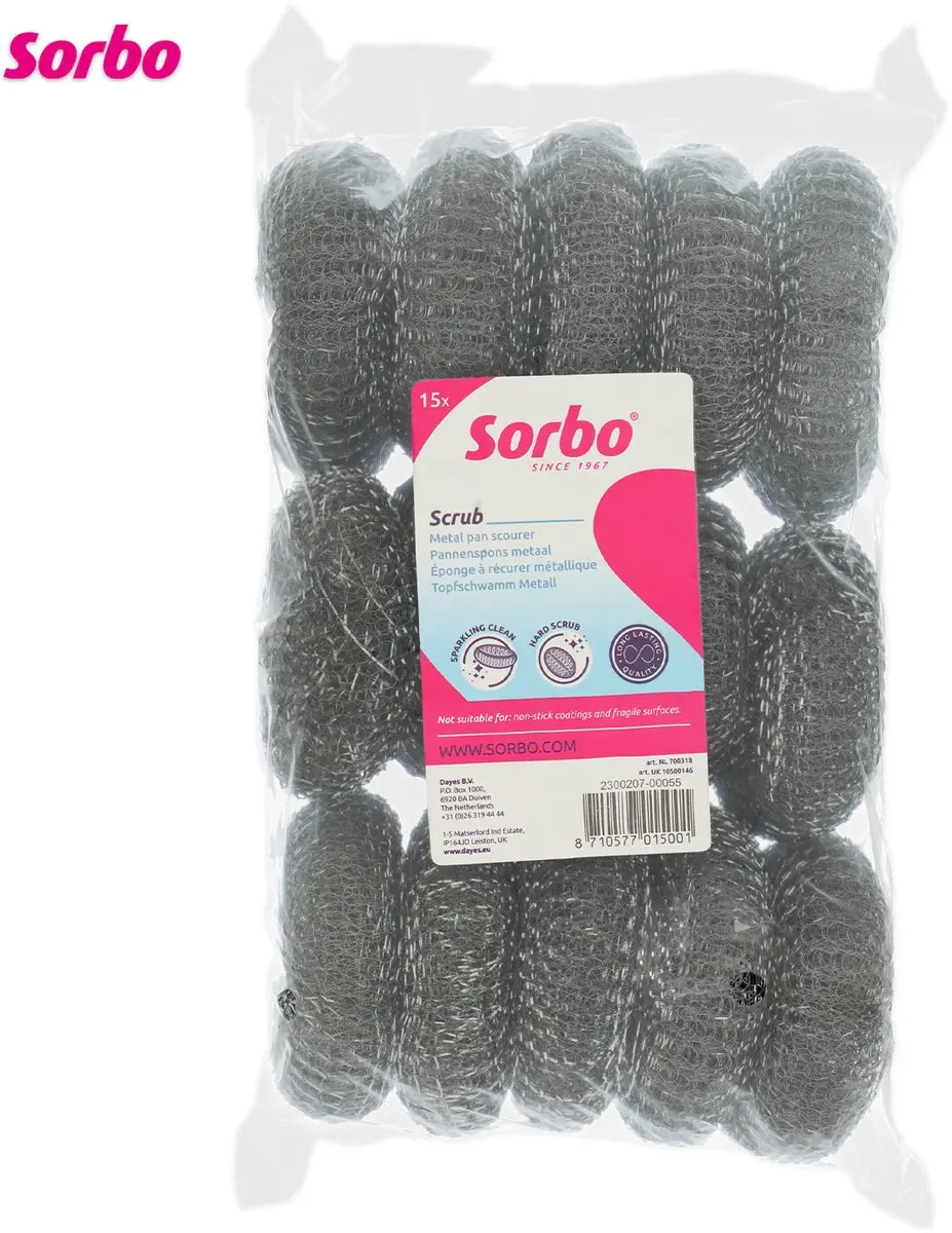 Sorbo 700318 Schuurspons Set - 15 Stuks - RVS