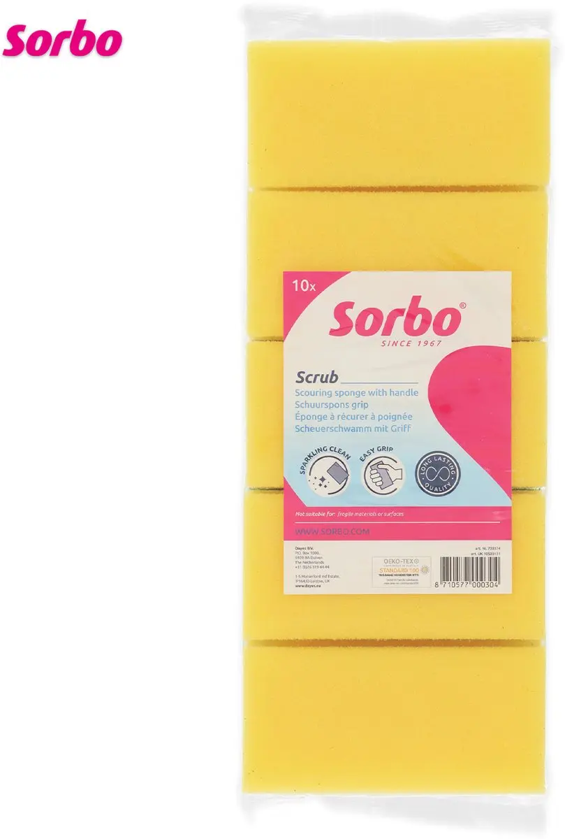Sorbo Schuurspons met Handgreep 700374 - 10 Stuks