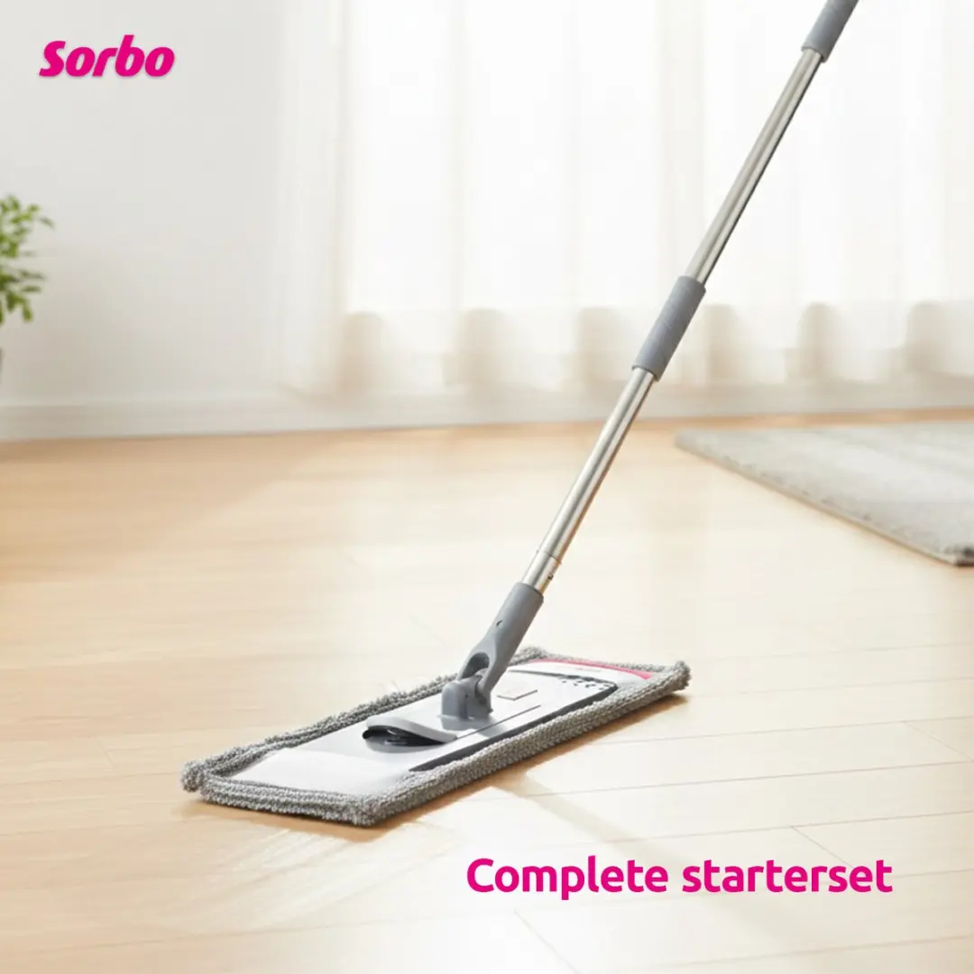 Sorbo Floor Mop Set Microvezeldweil RVS Steel - 135cm Grijs