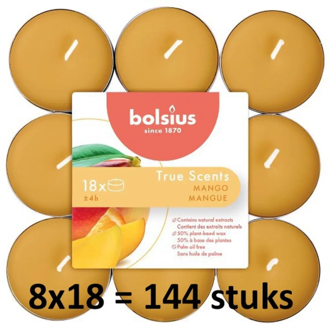 Bolsius True Scents Mango Geurtheelichtjes 144 Stuks