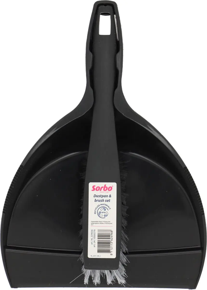 Sorbo Recycled Stoffer & Blik 229036 - Zwart