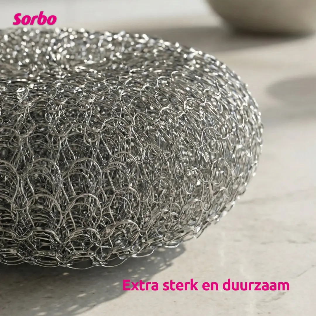 Sorbo RVS Schuursponsjes - 4 Stuks - Metaalspons 40g