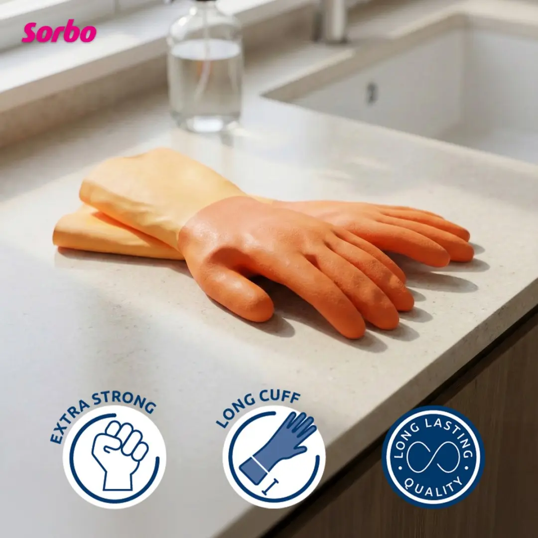 Sorbo Strong S Huishoudhandschoenen - Rubber - Oranje - 2 Stuks