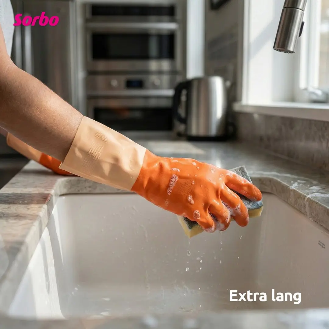 Sorbo Strong S Huishoudhandschoenen - Rubber - Oranje - 2 Stuks