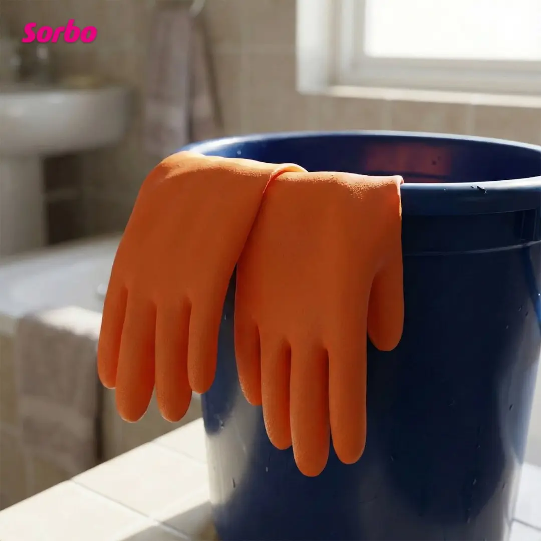 Sorbo Strong S Huishoudhandschoenen - Rubber - Oranje - 2 Stuks - afbeelding 6 van 6