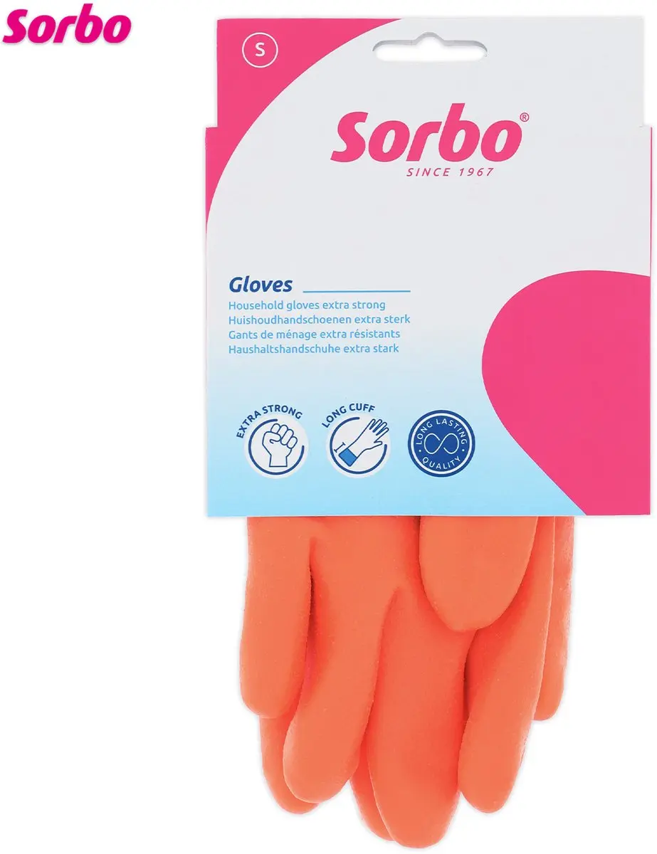 Sorbo Strong S Huishoudhandschoenen - Rubber - Oranje - 2 Stuks