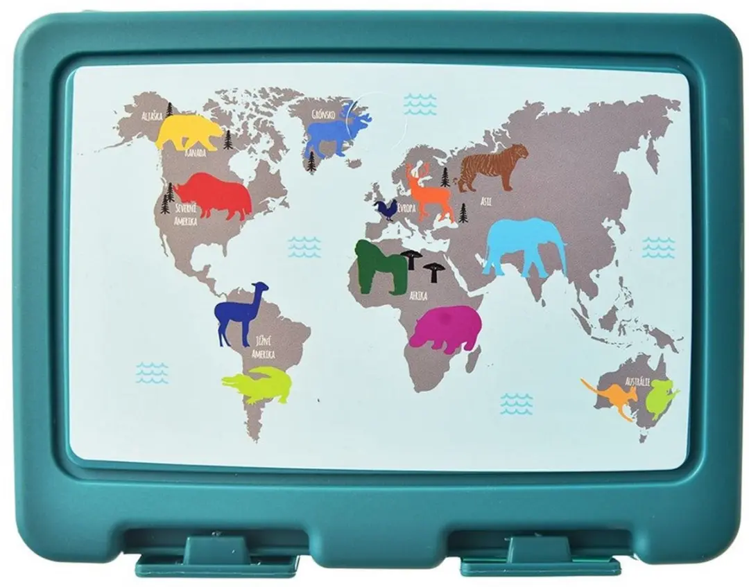 Orion Lunchbox Wereldkaart - 1L - Turkoois