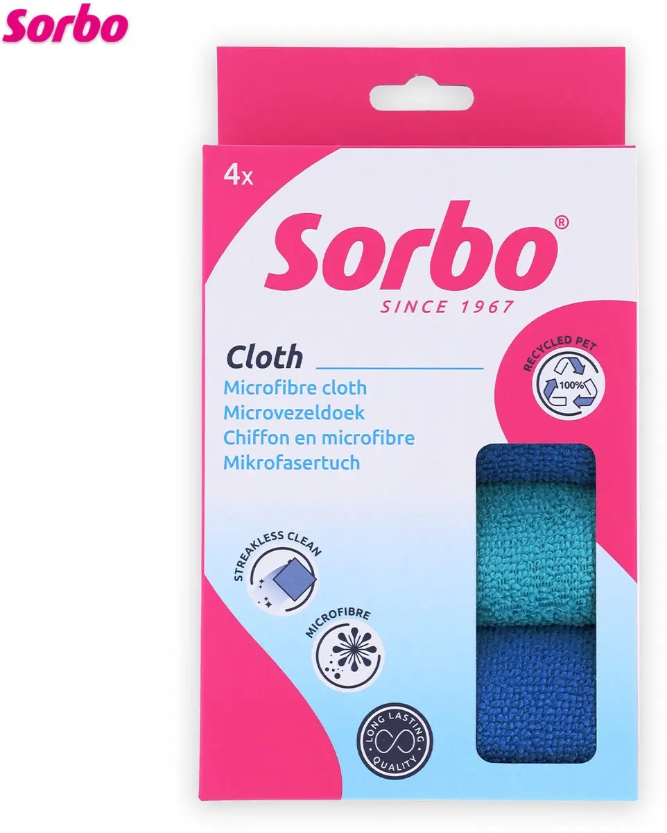 Sorbo Recycled Microvezeldoeken 35x35cm - 4 Stuks - Multicolor