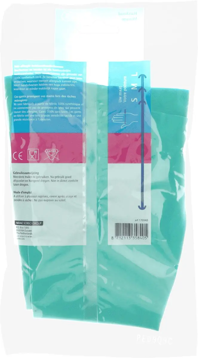 Sorbo 170948 Huishoudhandschoenen Anti-Allergie - 6 Paar - Maat S - Groen