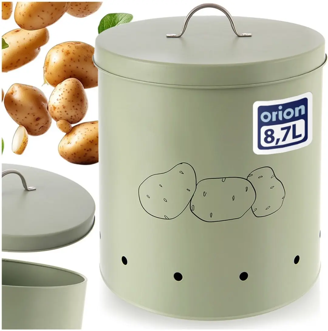 Orion Greenish Metalen Groente- en Fruitcontainer 8,7L - Groen/Zilver
