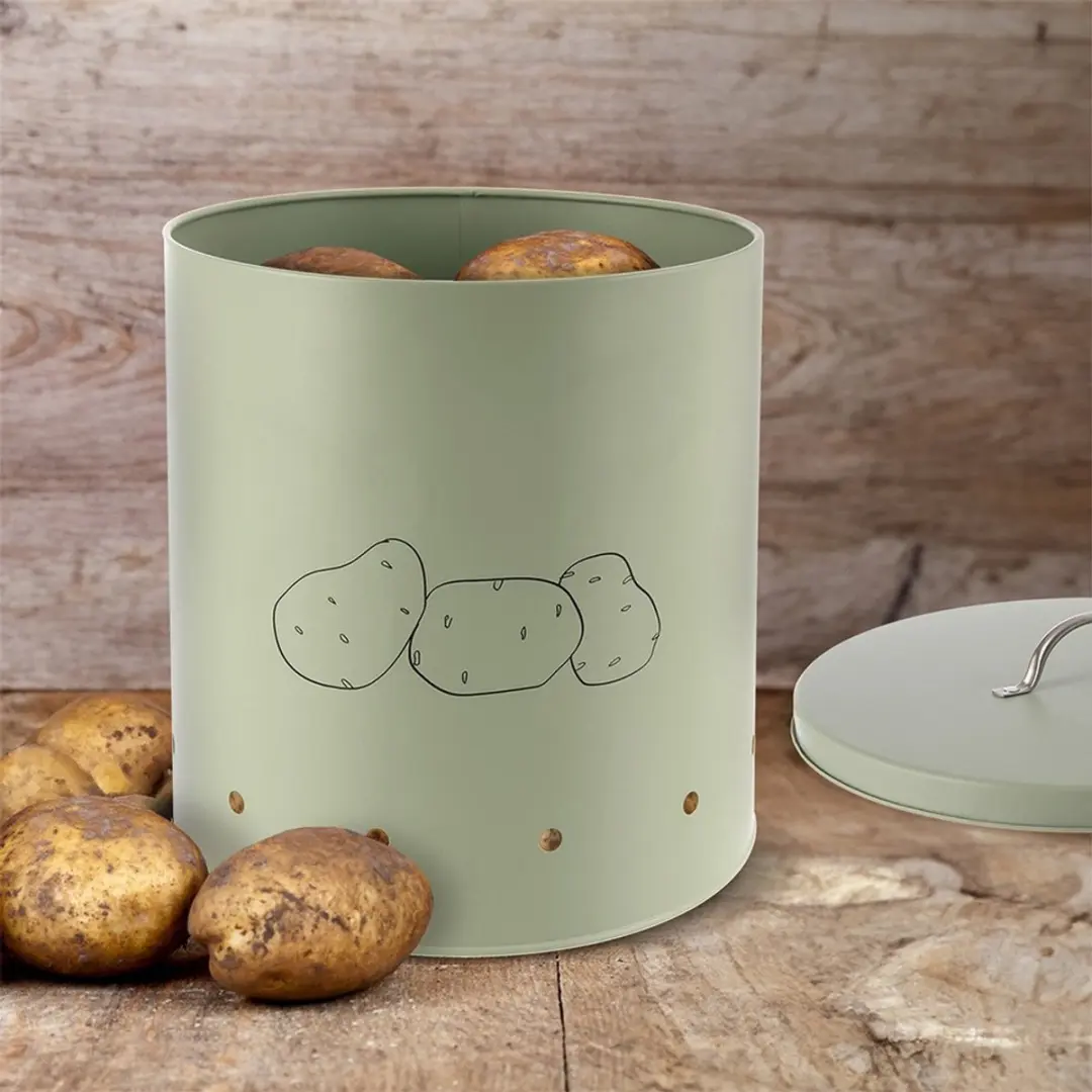 Orion Greenish Metalen Groente- en Fruitcontainer 8,7L - Groen/Zilver