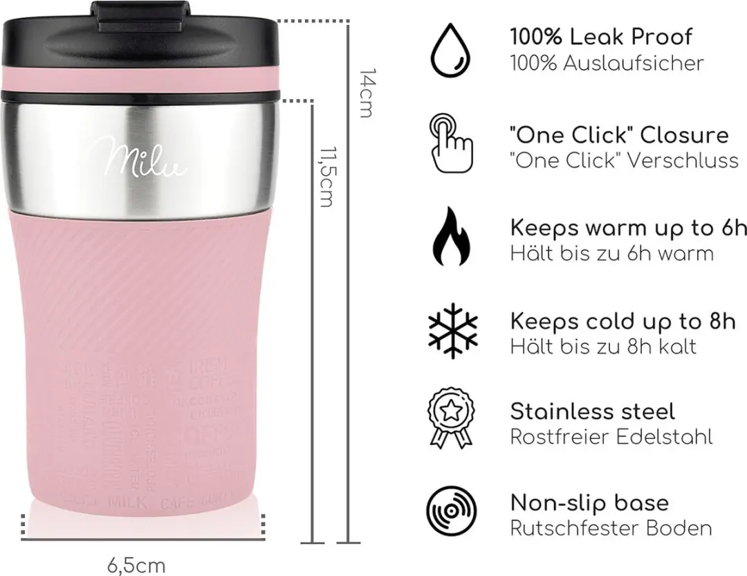 Milu Lekvrije Isoleerbeker 210ml - Roestvrij Staal