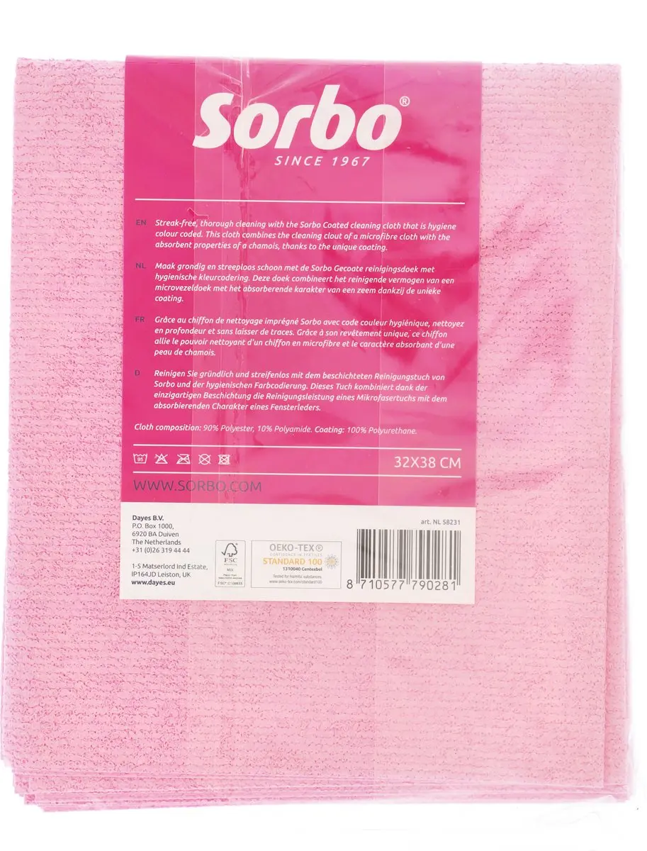 Sorbo Prof Microvezeldoek Roze - 4 Stuks