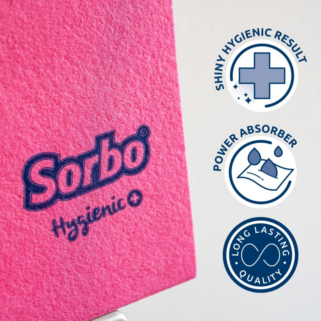 Sorbo Hygienic Cloth Antibacterieel Schoonmaakdoek - 3 Stuks - Roze