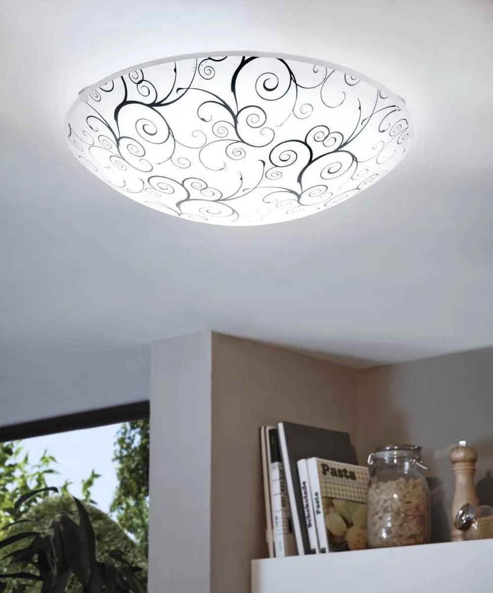 Eglo Margitta 1 Wandlamp - Ø315mm - Wit/Zwart/Helder
