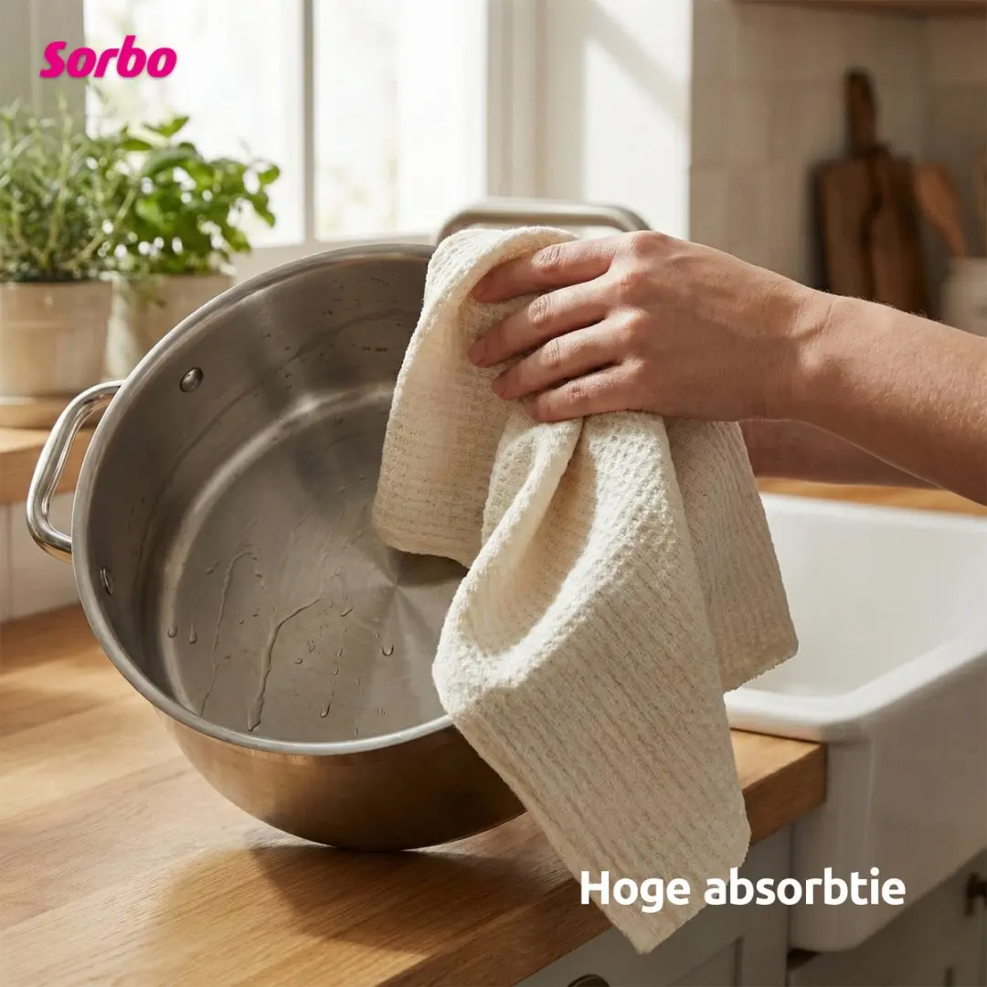 Sorbo Wafeldoeken Set 5 Stuks - Pluisvrij Wit