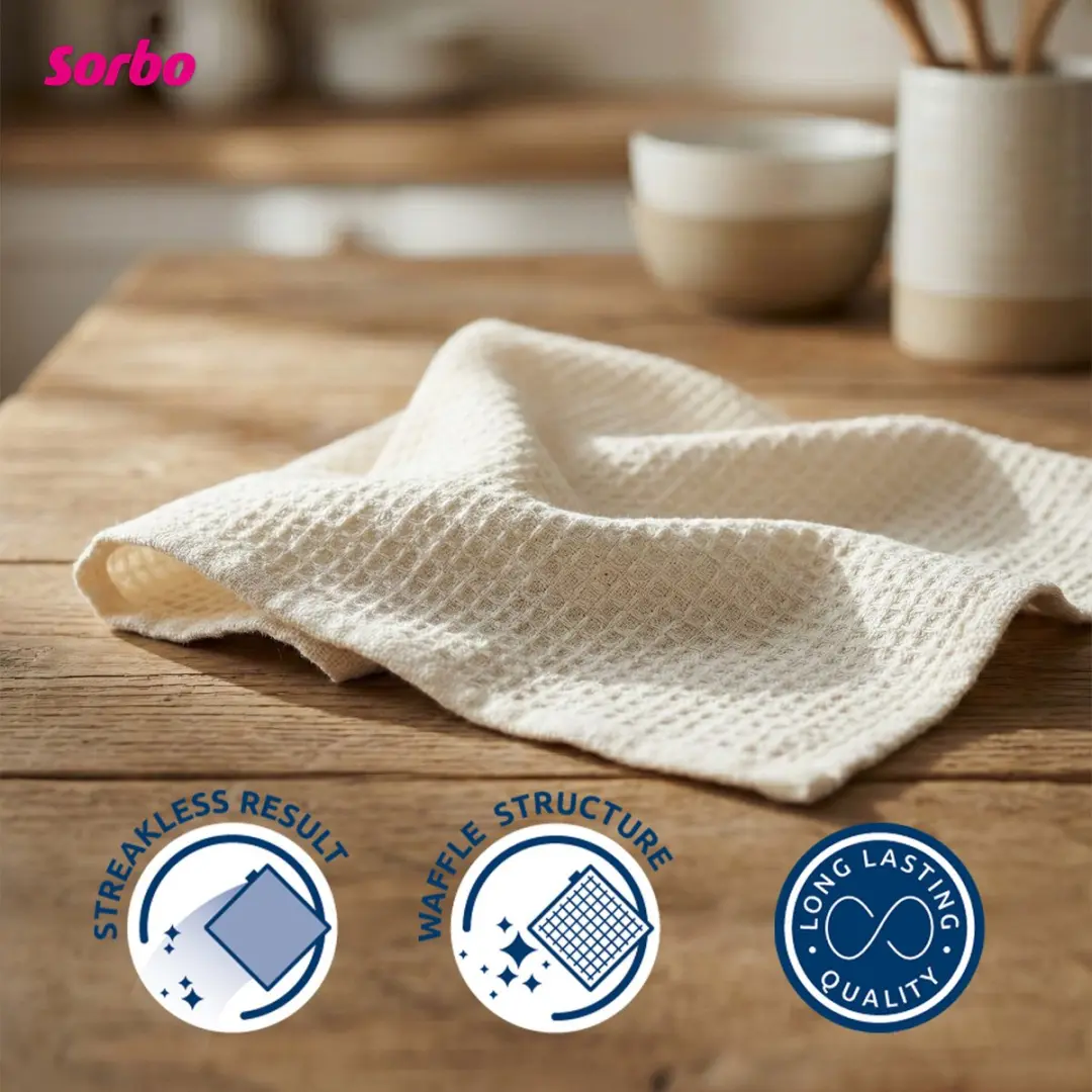 Sorbo Wafeldoeken Set 5 Stuks - Pluisvrij Wit - afbeelding 6 van 6