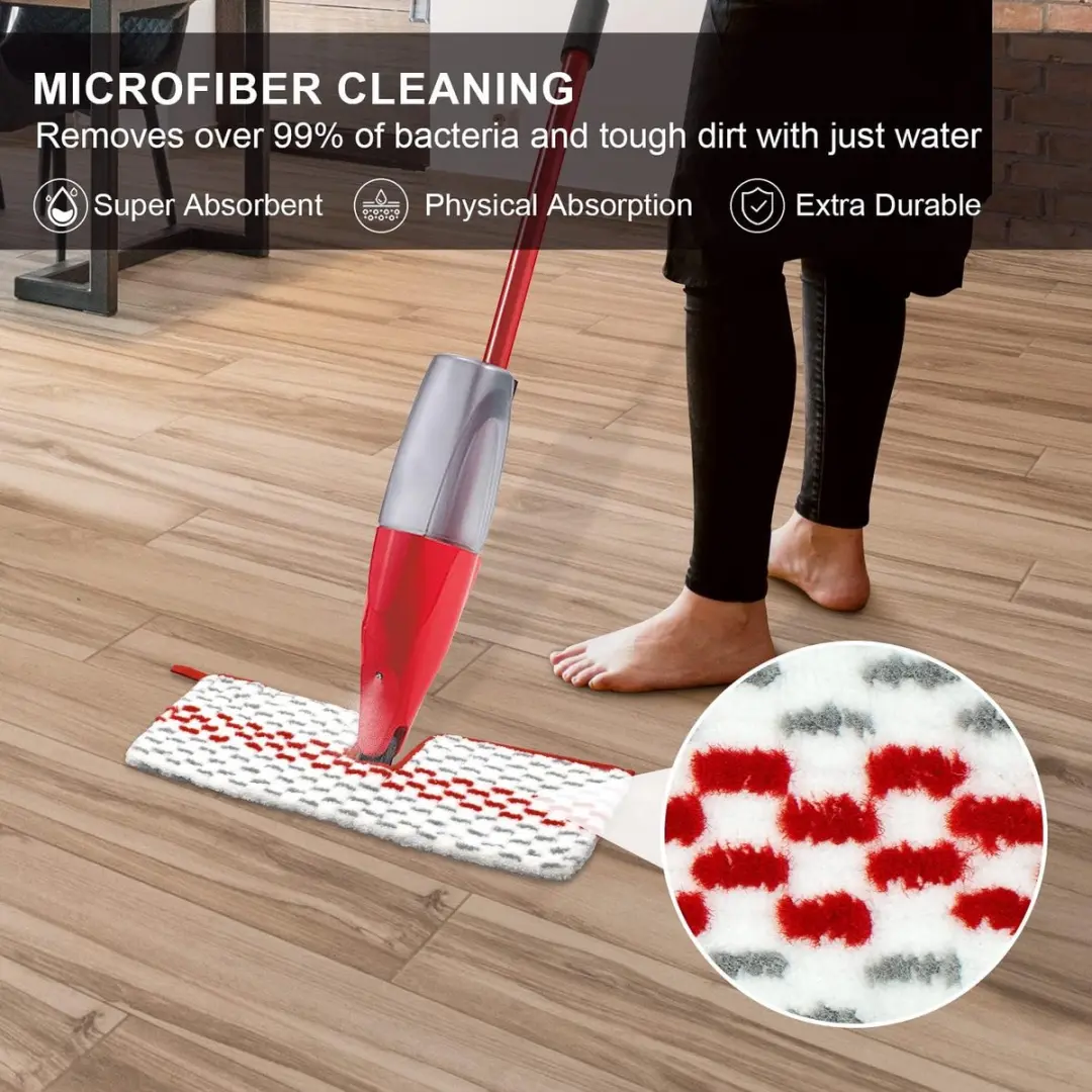 Microfiber Spray Mop Pads 3 Stuks - Rood - Compatibel met Oceda ProMist MAX