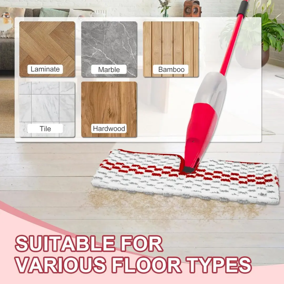 Microfiber Spray Mop Pads 3 Stuks - Rood - Compatibel met Oceda ProMist MAX