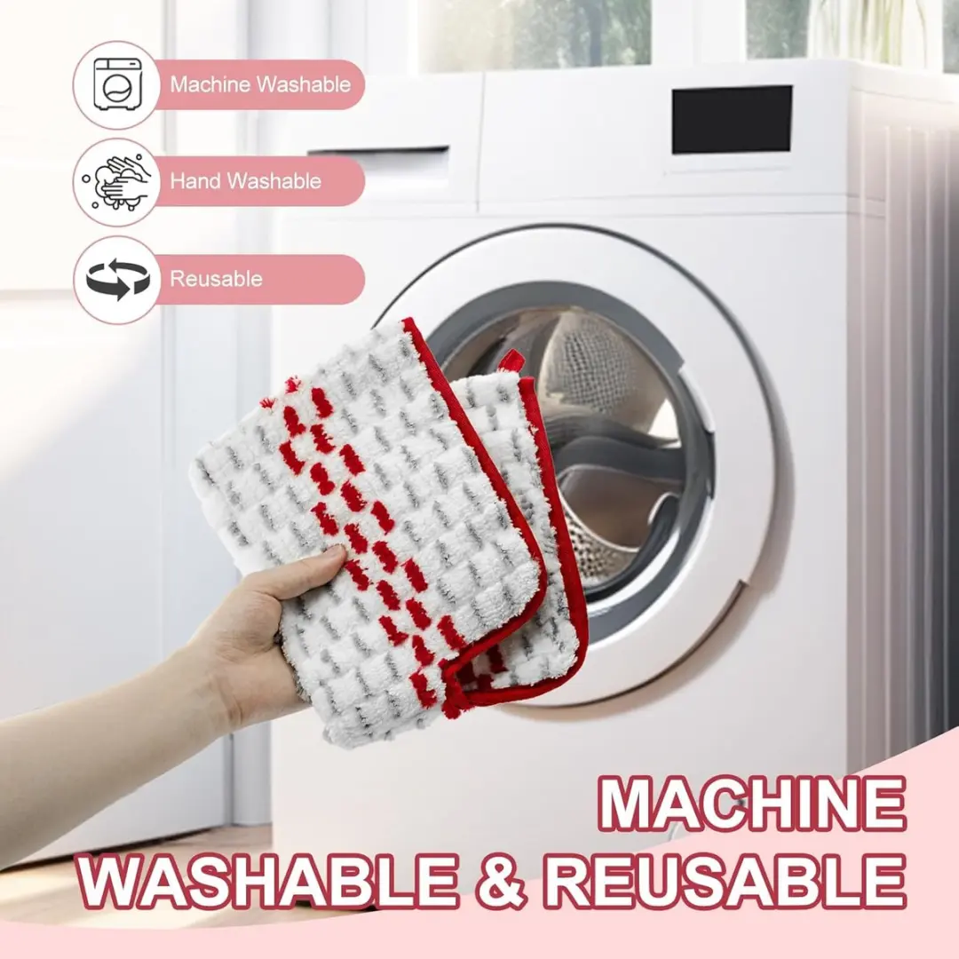 Microfiber Spray Mop Pads 3 Stuks - Rood - Compatibel met Oceda ProMist MAX - afbeelding 6 van 6