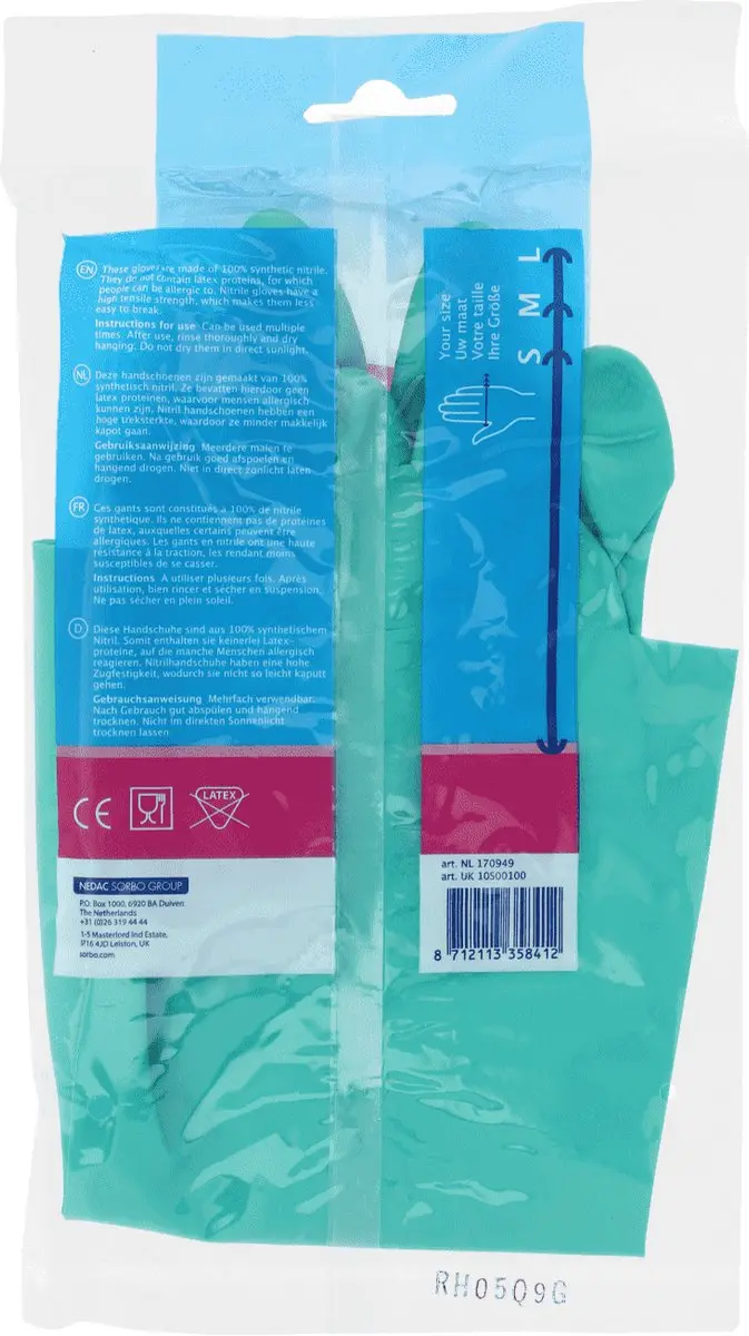 Sorbo Huishoudhandschoenen Anti-Allergie M - 6 Paar Groen