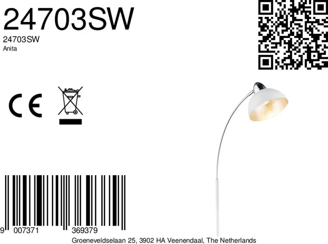 Globo Anita Vloerlamp - Wit - afbeelding 2 van 2