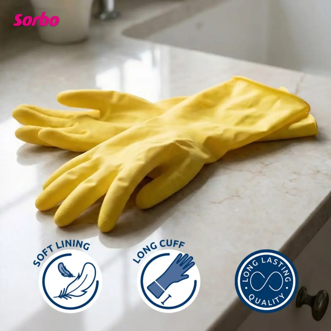 Sorbo Strong Huishoudhandschoenen Geel - Maat S - Antislip & Lang Manchet