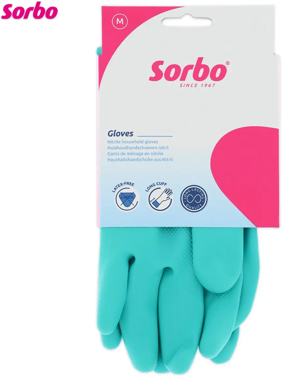 Sorbo Nitril Huishoudhandschoenen M - Blauw - 2 Stuks