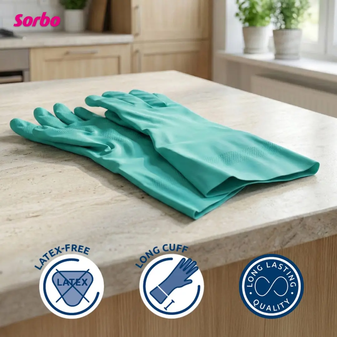 Sorbo Nitril Huishoudhandschoenen M - Blauw - 2 Stuks