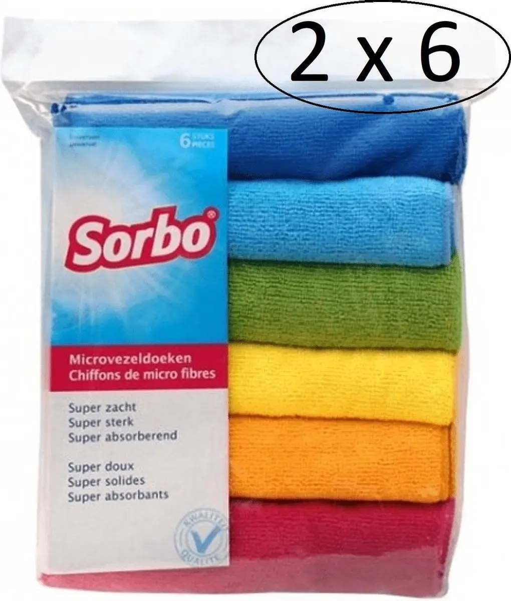 Sorbo Microvezeldoeken 40x40cm - 12 Stuks - Multi
